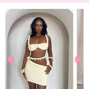 Elegant Cream Knit Skirt Set